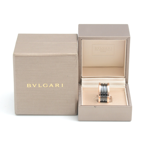 ブルガリ 指輪 メンズ ビー ゼロワン B-ZERO1 リング 60号 ピンクゴールド セラミック BVLGARI 750PG×CE 中古