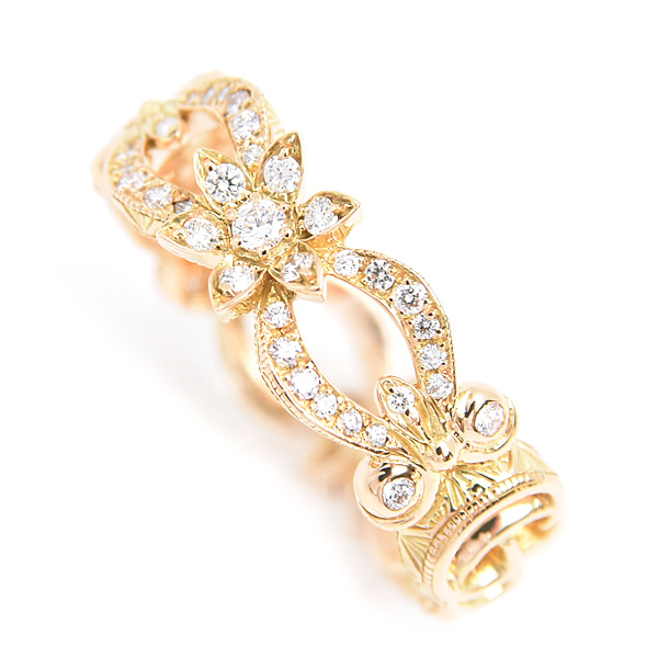 グッチ 指輪 レディース グッチフローラ ダイヤ リング 13号 実寸12号 イエローゴールド 750YG GUCCI 中古