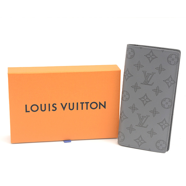 ルイヴィトン メンズ 財布 モノグラムシャドウ ポルトフォイユ ブラザ 二つ折り 長財布 グレー M81335 Louis Vuitton 中古