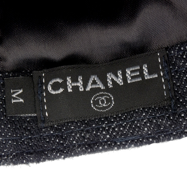 シャネル 帽子 レディース メンズ ココマーク デニム キャップ Mサイズ コットン ネイビー CHANEL 中古