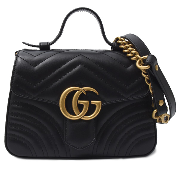 グッチ バッグ レディース GGマーモント ミニトップハンドルバッグ 2WAY ブラック GUCCI 547260 中古