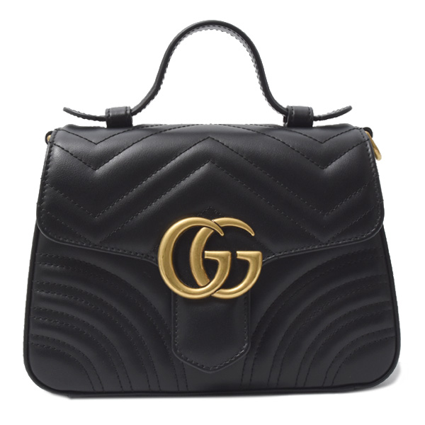 グッチ バッグ レディース GGマーモント ミニトップハンドルバッグ 2WAY ブラック GUCCI 547260 中古