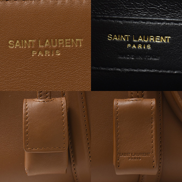 サンローラン バッグ レディース ベイビーダッフルロック ハンドバッグ ショルダー レザー ブラウン SAINT LAURENT 中古