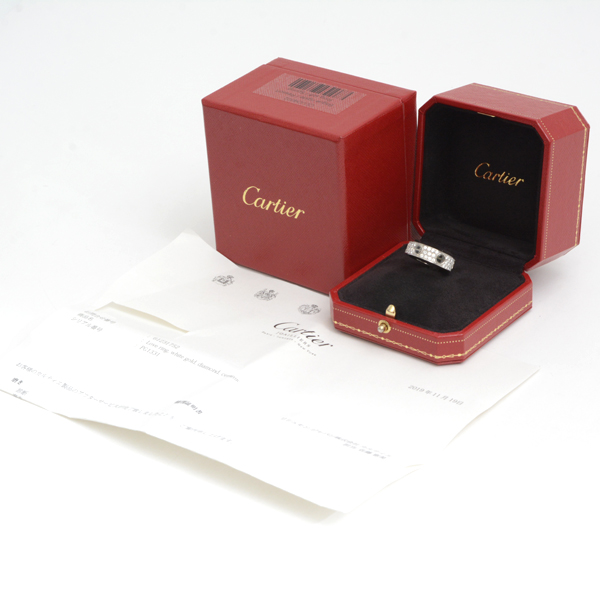 カルティエ 指輪 メンズ ラブリング フル パヴェダイヤモンド リング 59号 ホワイトゴールド Cartier 750WG 中古