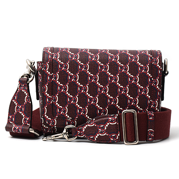 グッチ バッグ レディース GGシャドウ スーパーミニ ショルダーバッグ PVC レッド系 802029 GUCCI 中古