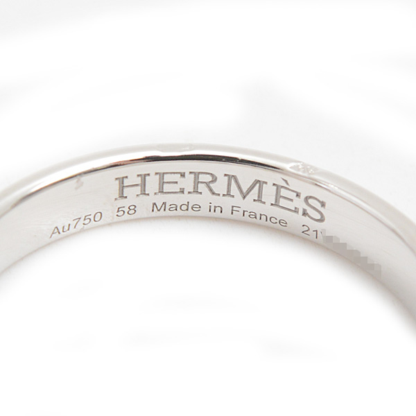 エルメス 指輪 メンズ エヴァー ヘラクレス リング 58号 実寸日本サイズ17.5号 ホワイトゴールド 750WG HERMES 中古