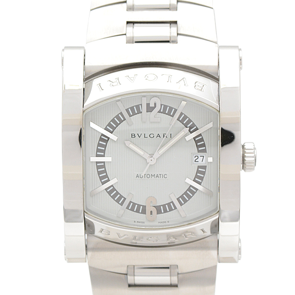 ブルガリ 時計 メンズ アショーマ 日本限定 自動巻 シルバー文字盤 ステンレス BVLGARI AA48S 中古