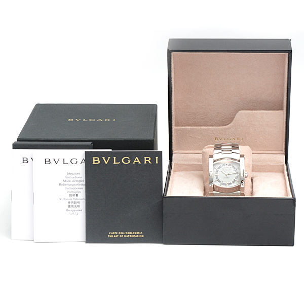 ブルガリ 時計 メンズ アショーマ 日本限定 自動巻 シルバー文字盤 ステンレス BVLGARI AA48S 中古