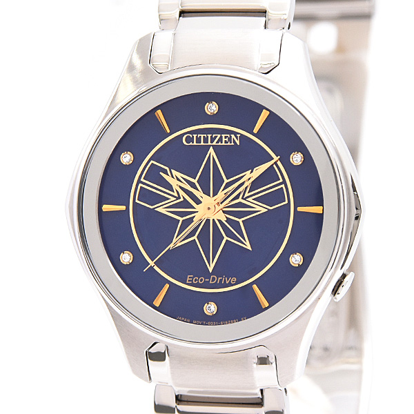 シチズン 時計 メンズ レディース エコドライブ キャプテンマーベル ソーラー ネイビー文字盤 ステンレス CITIZEN EM0596-58W 中古