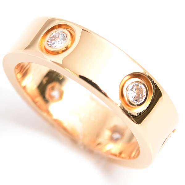カルティエ 指輪 レディース ラブリング フルダイヤモンド 52号 イエローゴールド Cartier 750YG 中古