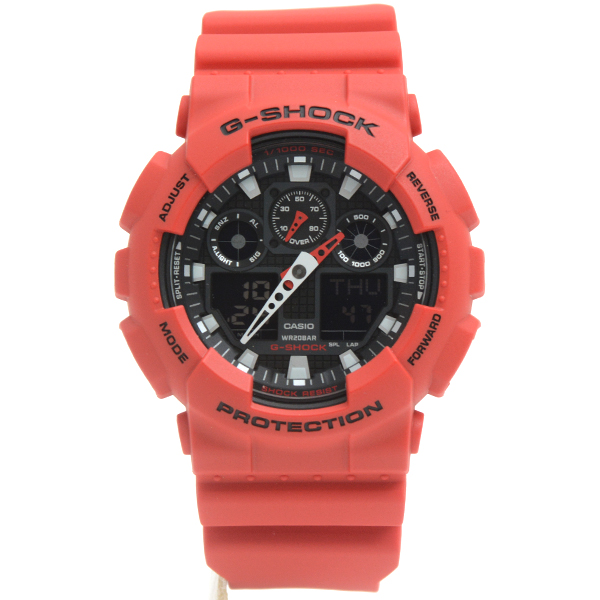 カシオ 時計 メンズ ジーショック G-SHOCK 電池式 レッド CASIO GA-100B-4AER 中古