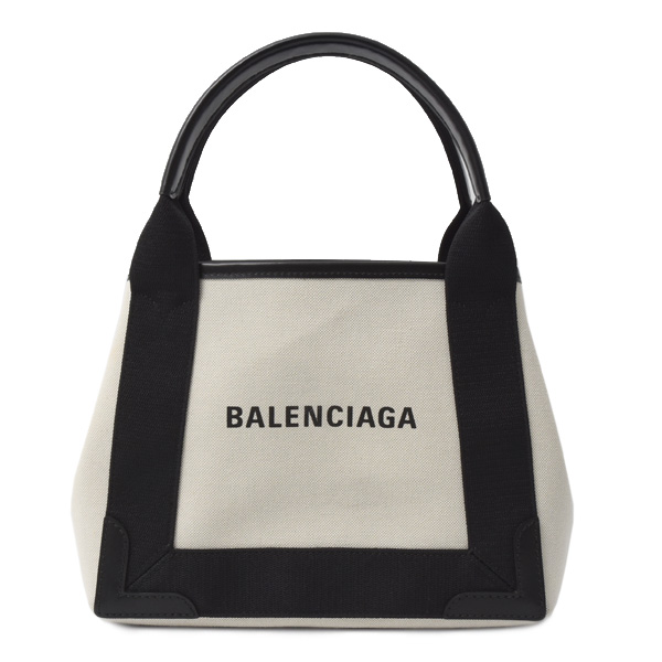 バレンシアガ バッグ レディース ネイビーカバスXS ハンドバッグ キャンバス オフホワイト系 BALENCIAGA 中古