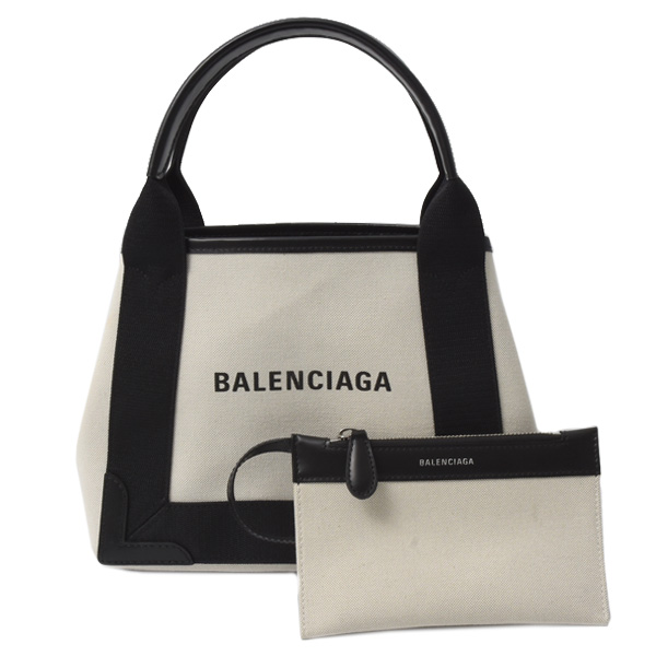 バレンシアガ バッグ レディース ネイビーカバスXS ハンドバッグ キャンバス オフホワイト系 BALENCIAGA 中古