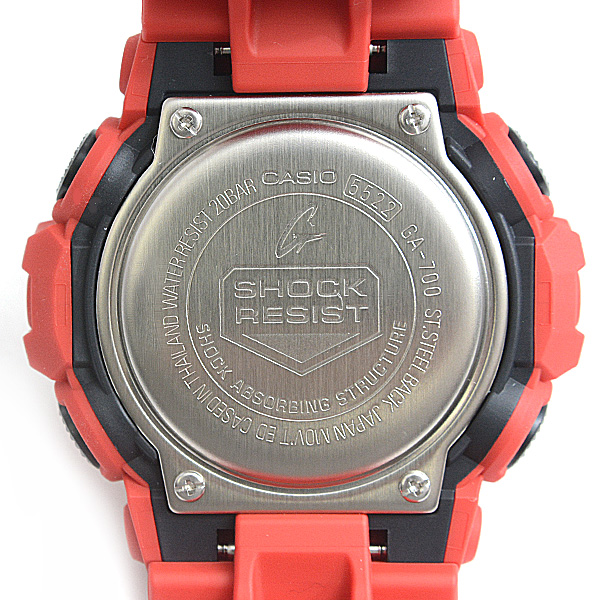 カシオ 時計 メンズ G-SHOCK 電池式 デジアナ文字盤 SS×ラバー(樹脂) レッド 腕時計 Gショック 赤 CASIO GA-700-4AJF 中古