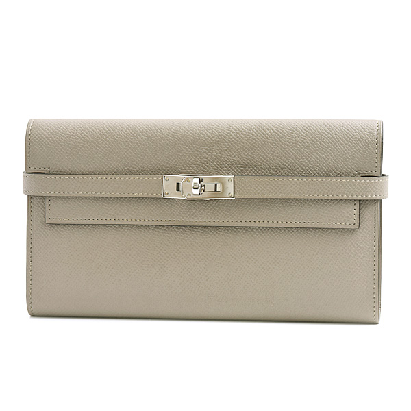 エルメス 財布 レディース ケリーウォレット ロング 長財布 C刻印 グリアスファルト グレー系 ヴォーエプソン HERMES 中古