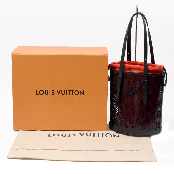 ルイヴィトン バッグ レディース モノグラムレース バケットPM パテントレザー ブラック レッド Louis Vuitton M20352 中古