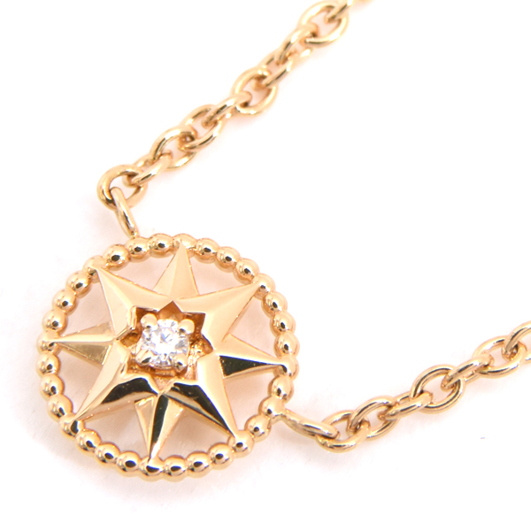 クリスチャンディオール ネックレス レディース ローズデヴァン 1Pダイヤモンド ネックレス イエローゴールド Christian Dior 750YG 中古