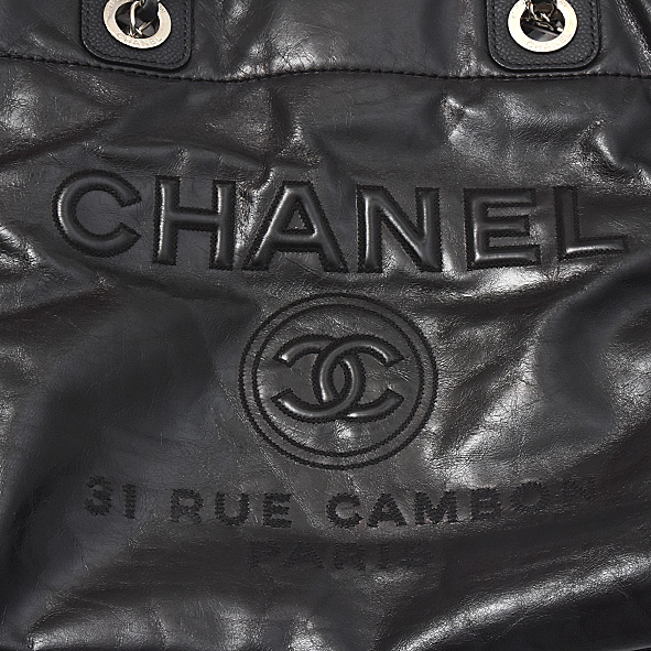 シャネル バッグ レディース チェーンショルダー ドーヴィル トート ヴィンテージカーフ ブラック A93257 CHANEL 中古