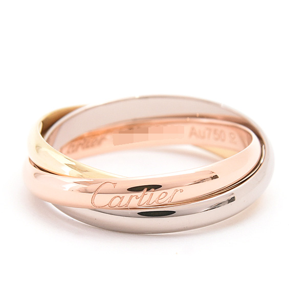 カルティエ 指輪 レディース メンズ トリニティ リング 3連 58号 実寸17.5号 2.6mm ゴールド Cartier 750YG×WG×PG 中古