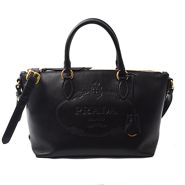 プラダ バッグ レディース 2WAY ショルダーバッグ カーフ ブラック PRADA 1BA104 中古