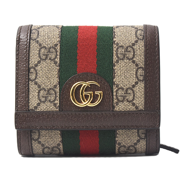 グッチ 財布 レディース GGスプリーム オフディア 二つ折り財布 PVC レザー GUCCI 598662 中古