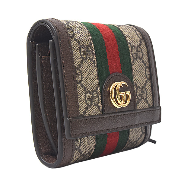 グッチ 財布 レディース GGスプリーム オフディア 二つ折り財布 PVC レザー GUCCI 598662 中古