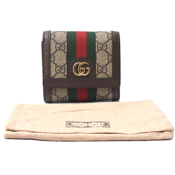 グッチ 財布 レディース GGスプリーム オフディア 二つ折り財布 PVC レザー GUCCI 598662 中古