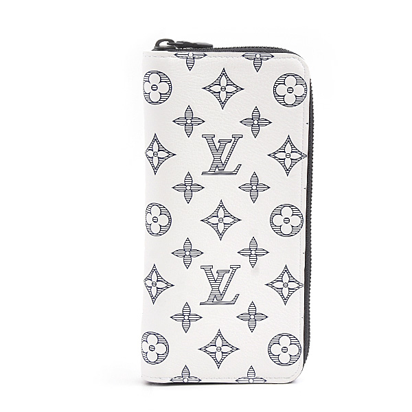 ルイヴィトン 財布 メンズ ジッピーウォレット ヴェルティカル モノグラムシャドウ ホワイト Louis Vuitton M83381 中古