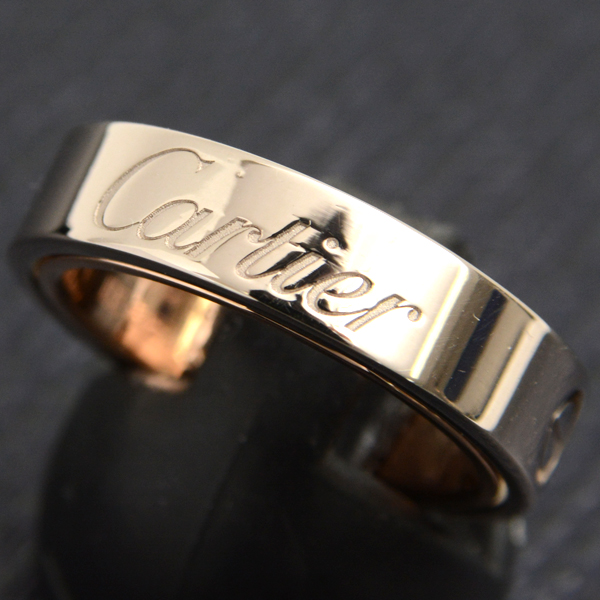 カルティエ 指輪 メンズ シークレット ラブ リング 56号 ゴールド Cartier 750WG×PG 中古