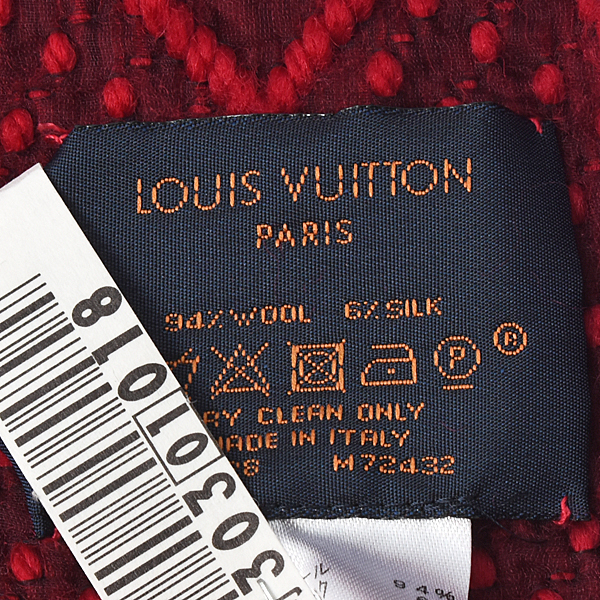 ルイヴィトン 服飾小物 レディース エシャルプロゴマニア マフラー ウール×シルク ルージュ Louis Vuitton M74732 中古