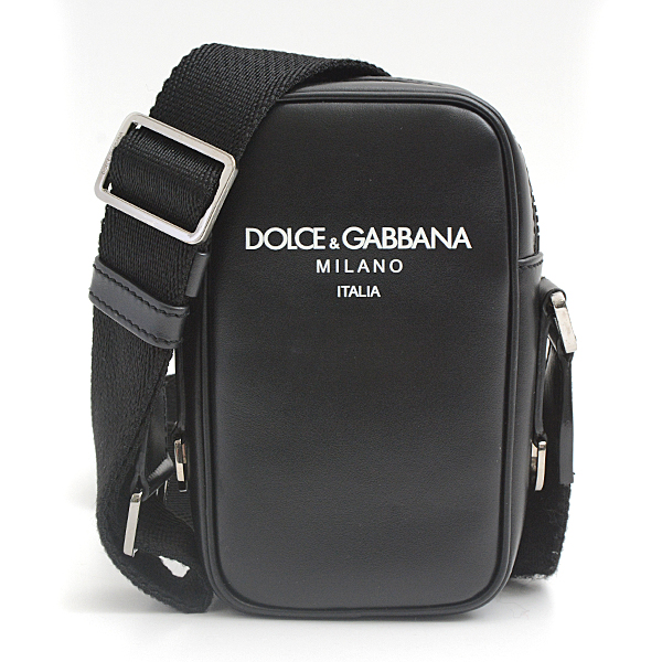 ドルチェ&ガッバーナ バッグ メンズ ミニショルダーポーチ 縦型 カーフ ブラック スマートフォンポーチ ドルガバ DOLCE&GABBANA 中古