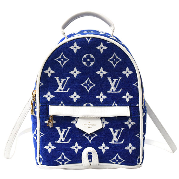ルイヴィトン バッグ レディース メンズ パームスプリングス MINI バックパック モノグラムジャカード レザー ブルー Louis Vuitton M46207 中古