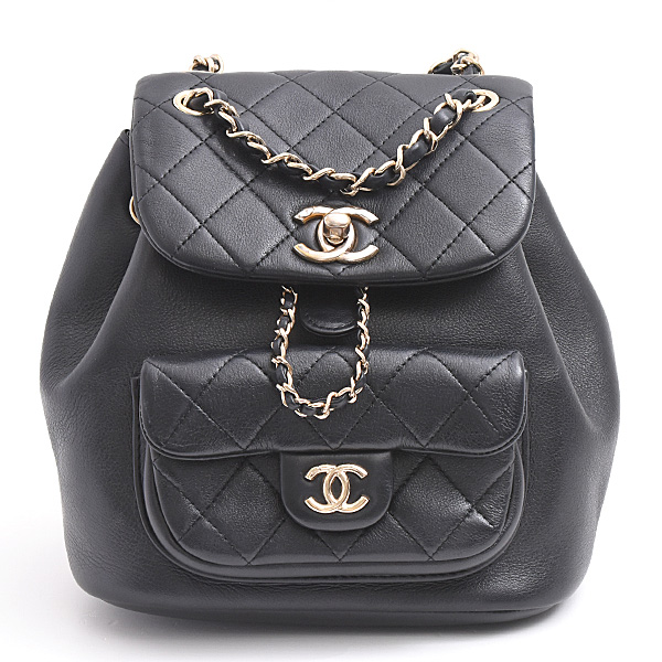 シャネル バッグ レディース マトラッセ デュマ バックパック スモール リュック ランダム ブラック ラムスキン CHANEL 中古
