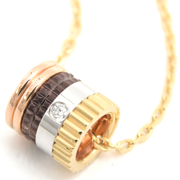 ブシュロン ネックレス レディース キャトルクラシック スモール ダイヤ ネックレス ゴールド BOUCHERON 750YG×WG×PG 中古