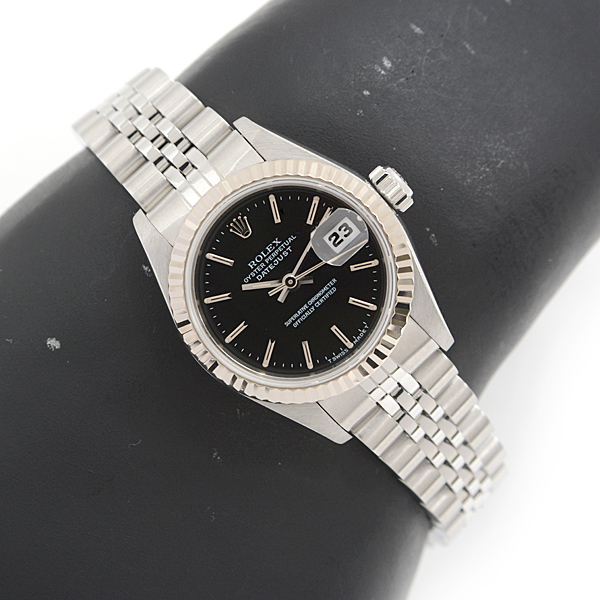 ロレックス 時計 レディース デイトジャスト 自動巻 U番 ブラック文字盤 SS×WG ROLEX 69174 中古