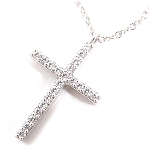 (新品仕上げ済) ティファニー TIFFANY メトロ クロス ネックレス 十字架 ミディアム K18 WG × ダイヤモンド  8967