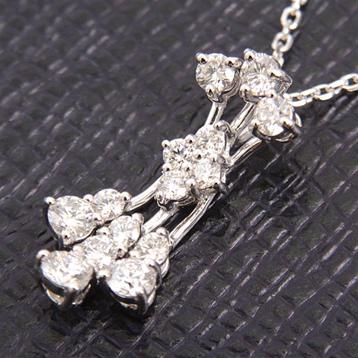 ネックレス素材MIKIMOTO ダイヤモンド オメガチェーン ネックレス K18WG レディース