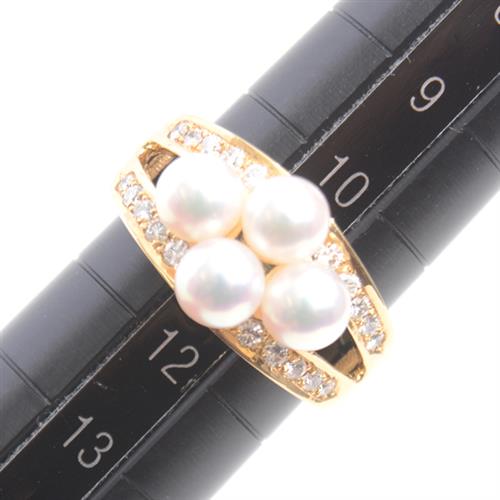 ミキモト 指輪 レディース パール×ダイヤモンドリング 11号 パール5.3mm K18 イエローゴールド MIKIMOTO【中古】