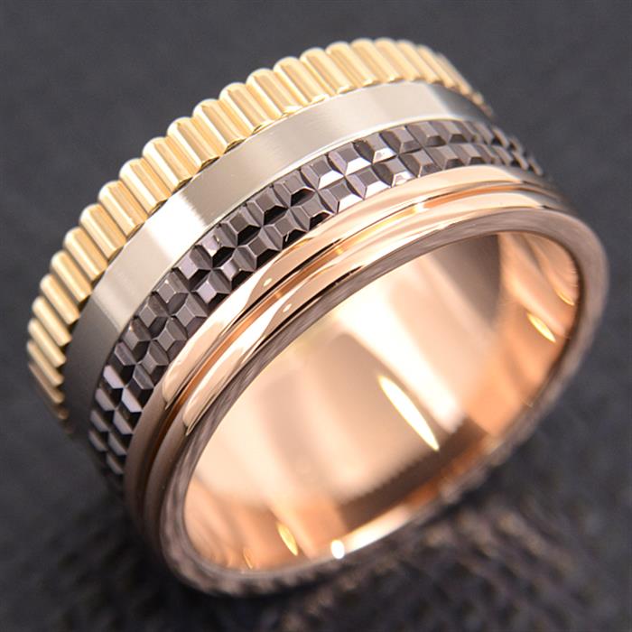 ブシュロン 指輪 メンズ キャトル クラシック ラージ リング 64号 ゴールド BOUCHERON 750YG×WG×PG 中古