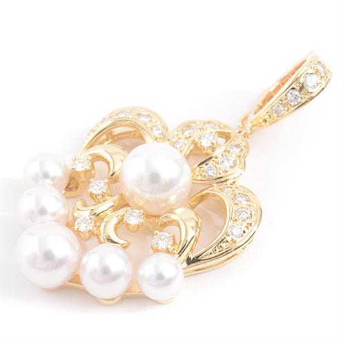 ミキモト ペンダント レディース パール ダイヤモンド ペンダントトップ パール4.5mm～7.1mm イエローゴールド MIKIMOTO K18 中古