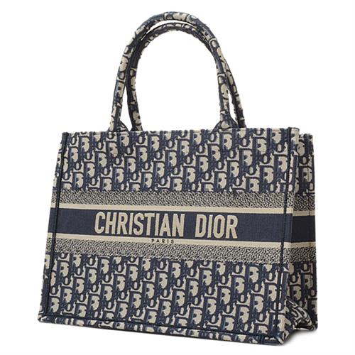 クリスチャンディオール Christian Dior トートバッグ ブックトート オブリーク  ネイビー系 キャンバス  | ハンドバッグ 手提げカバン ロゴ バック ファッション ブランド ABランク