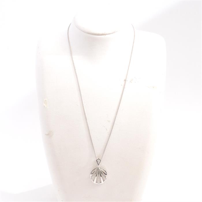 ランバン ネックレス レディース シェルモチーフ ダイヤモンド ネックレス D0.12ct プラチナ LANVIN PT900×850 中古