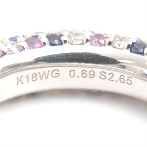 ポンテヴェキオ 指輪 レディース エテルノ ダイヤ サファイア リング D0.69ct S2.65ct 9号 ホワイトゴールド PONTE VECCHIO K18WG 中古