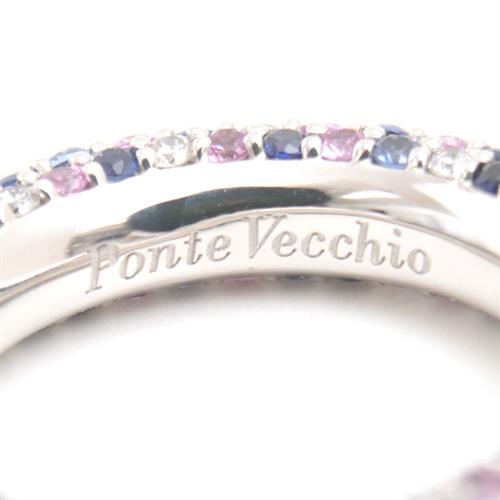 ポンテヴェキオ 指輪 レディース エテルノ ダイヤ サファイア リング D0.69ct S2.65ct 9号 ホワイトゴールド PONTE VECCHIO K18WG 中古