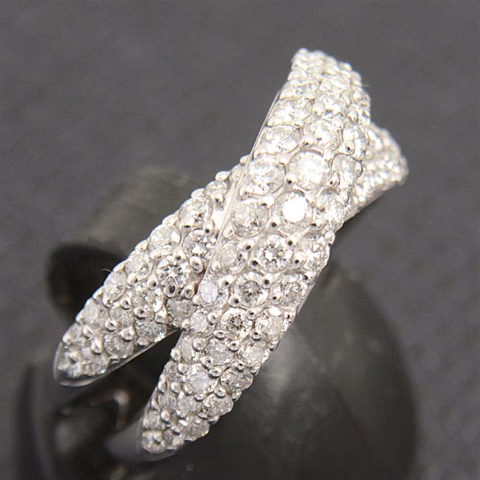 ポンテヴェキオ 指輪 レディース クロス ダイヤ リング 10号 D1.00ct ホワイトゴールド Ponte Vecchio 750WG 中古